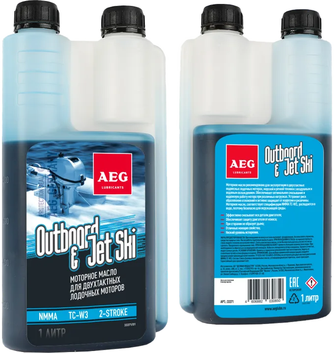AEG Outboard & JetSki 2T Oil, 1 л, флакон с дозатором, арт. 33371