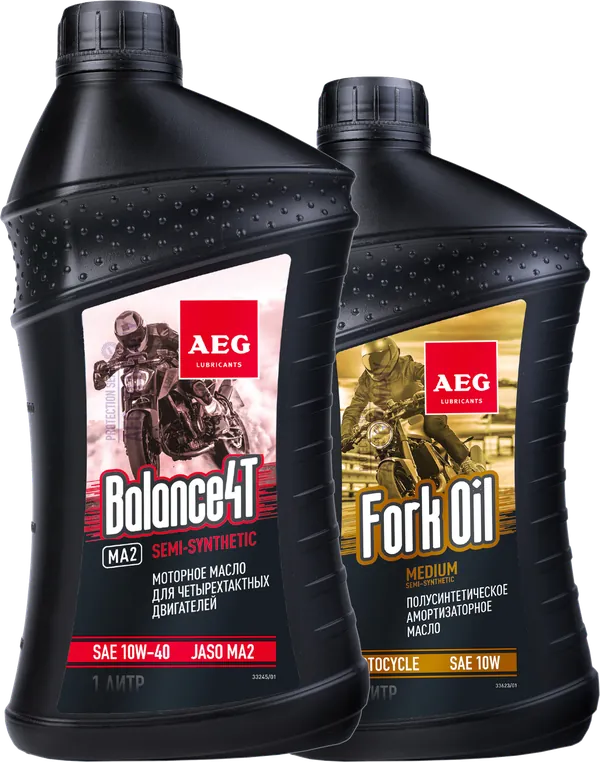 Масла AEG Balance 4T SAE 10W-40 и ForkOil 10W, 1 л — оригинальные фото